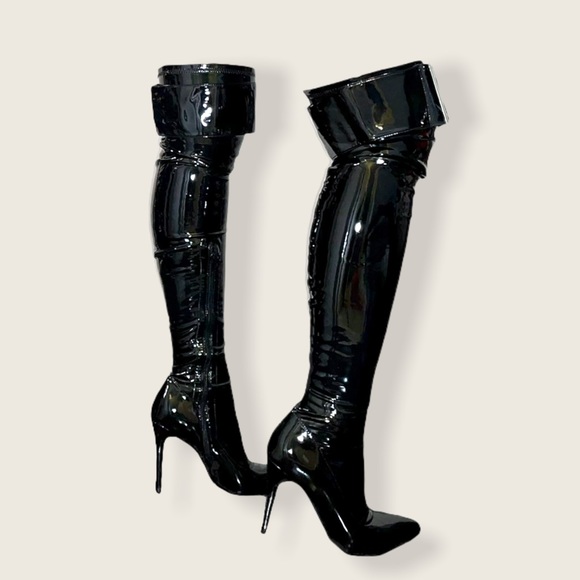 DOLLS KILL Over-the-Knee Black Stiletto Boots - Picture 1 of 3